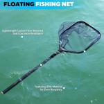 PLUSINNO Floating Fishing Net with Telescoping Handle, Carbon Fiber Ultralight Long Fish Net, Collapsible Landing Net 7.86Ft, Fishing Gear Kayak Accessories for Bass Trout Salmon