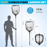 PLUSINNO Floating Fishing Net with Telescoping Handle, Carbon Fiber Ultralight Long Fish Net, Collapsible Landing Net 7.86Ft, Fishing Gear Kayak Accessories for Bass Trout Salmon
