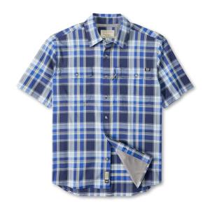 Field & Stream Men's Line Burner Short Sleeve Fishing Shirt, Ultramarine Plaid, 3X-Large