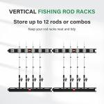 Simple Deluxe Vertical Fishing Rod Holders Wall-Mounted – Simple Deluxe Fishing Rod Rack, Fishing Pole Holder & Rack, Store 12 Rods or Combos in 13.6", Vertical 12 Rod Racks, 2 Pairs Grey