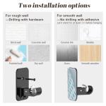 Curtain Rods No Drilling for Windows 36 to 48 Inch, 5/8 Inch Telescoping Adjustable Black Curtain Rod with Adhesive Holders, Renter Friendly for Bedroom Kitchen Apartment(36"-48")