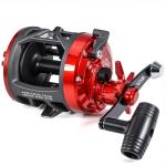 Sougayilang Conventional Level Wind Fishing Reel,Inshore Surf Trolling Reel for Catfish, Musky, Bass for Freshwater Saltwater Right Hand-Red