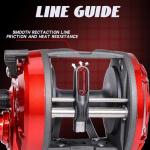 Sougayilang Conventional Level Wind Fishing Reel,Inshore Surf Trolling Reel for Catfish, Musky, Bass for Freshwater Saltwater Right Hand-Red