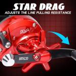 Sougayilang Conventional Level Wind Fishing Reel,Inshore Surf Trolling Reel for Catfish, Musky, Bass for Freshwater Saltwater Right Hand-Red