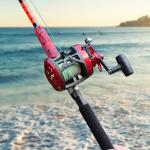 Sougayilang Conventional Level Wind Fishing Reel,Inshore Surf Trolling Reel for Catfish, Musky, Bass for Freshwater Saltwater Right Hand-Red