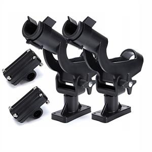 HiUmi Adjustable Rotatable Plastic Fishing Rod 3 Mount Rack Holder Bracket Boat Canoeing Rowing Mount Kit Kayak Side Rod Holder (RH50-2Pack)