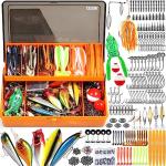 PLUSINNO 404 PCS Fishing Lures, Upgrade XL Fishing Tackle Box with Tackle Included, Crankbaits, Hooks, Weights, Other Accessories, Fishing Lure Bait Gear Equipment Kit Gift for Men Freshwater Bass