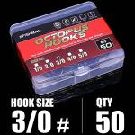Octopus-Hook-Fishing-Beak-Circle-Hooks-Freshwater-Red-Black-100-50 Pack (2-Black, 3/0 50-Pack)