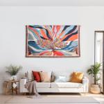 Tapestry Hanging Telescopic Rod 17-64 inch for Lightweight Aesthetic Tapestries Room Deco Scalable Wall Hanging Bar Banner Hanger Pole (White/Silver)