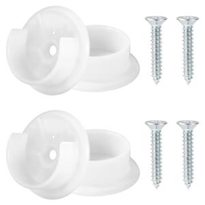 4pcs Closet Rod Holders, Plastic Tension Pole Bar Sockets for 1-3/8" Heavy Duty Wardrobe Tube Rail Support Bracket with Screws Fittings for Home Bathroom Shower Curtain Clothing Store (White)