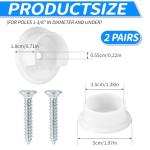 4pcs Closet Rod Holders, Plastic Tension Pole Bar Sockets for 1-3/8" Heavy Duty Wardrobe Tube Rail Support Bracket with Screws Fittings for Home Bathroom Shower Curtain Clothing Store (White)