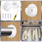 4pcs Closet Rod Holders, Plastic Tension Pole Bar Sockets for 1-3/8" Heavy Duty Wardrobe Tube Rail Support Bracket with Screws Fittings for Home Bathroom Shower Curtain Clothing Store (White)