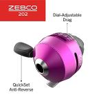 Zebco 202 Spincast Reel and Fishing Rod Combo, 5-Foot 6-Inch 2-Piece Fishing Pole, Size 30 Reel, Right-Hand Retrieve, Pre-Spooled with 10-Pound Zebco Line, Includes 27-Piece Tackle Kit, Pink