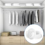 4pcs Closet Rod Holders, Plastic Tension Pole Bar Sockets for 1-3/8" Heavy Duty Wardrobe Tube Rail Support Bracket with Screws Fittings for Home Bathroom Shower Curtain Clothing Store (White)