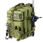 45l Large Fishing Tackle Backpack with Removable Plier Holder & Rod Holders, Green Tactical Bag, Fishing Gear and Tackle Box Organizer, Hiking Rucksack without Tackle Box