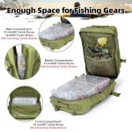 45l Large Fishing Tackle Backpack with Removable Plier Holder & Rod Holders, Green Tactical Bag, Fishing Gear and Tackle Box Organizer, Hiking Rucksack without Tackle Box