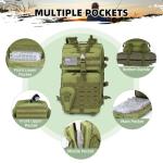 45l Large Fishing Tackle Backpack with Removable Plier Holder & Rod Holders, Green Tactical Bag, Fishing Gear and Tackle Box Organizer, Hiking Rucksack without Tackle Box