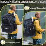 SKAITU Fishing Backpack with Rod Holder, Large 55L Water Resistant Tackle Backpack with Cooler Heavy Duty Fishing Bag Gifts for Men, Camo Black
