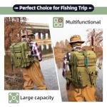 45l Large Fishing Tackle Backpack with Removable Plier Holder & Rod Holders, Green Tactical Bag, Fishing Gear and Tackle Box Organizer, Hiking Rucksack without Tackle Box