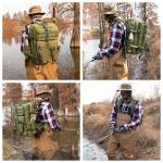 45l Large Fishing Tackle Backpack with Removable Plier Holder & Rod Holders, Green Tactical Bag, Fishing Gear and Tackle Box Organizer, Hiking Rucksack without Tackle Box