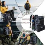 SKAITU Fishing Backpack with Rod Holder, Large 55L Water Resistant Tackle Backpack with Cooler Heavy Duty Fishing Bag Gifts for Men, Camo Black