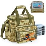 KastKing BaitSpace Fishing Tackle Bag With 4 Tackle Boxes & Removable Bait Binder, Water-Resistant Tackle Storage, Durable Fishing Gear, Adjustable Shoulder Strap