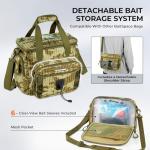 KastKing BaitSpace Fishing Tackle Bag With 4 Tackle Boxes & Removable Bait Binder, Water-Resistant Tackle Storage, Durable Fishing Gear, Adjustable Shoulder Strap