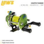 Lew's Crappie Thunder Jig/Troll Fishing Reel, 3.6:1 Gear Ratio, Right-Hand Retrieve, Crappie Thunder Green