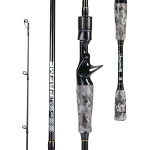 Sougayilang Fishing Rod - Medium 2Pc Graphite Composite Blank Spinning & Casting Rod, Camouflage EVA Grip, Smooth Transition Fishing Pole-Grey-6'10''-Casting