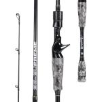 Sougayilang Fishing Rod - Medium 2Pc Graphite Composite Blank Spinning & Casting Rod, Camouflage EVA Grip, Smooth Transition Fishing Pole-Grey-6'10''-Casting