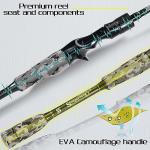 Sougayilang Fishing Rod - Medium 2Pc Graphite Composite Blank Spinning & Casting Rod, Camouflage EVA Grip, Smooth Transition Fishing Pole-Grey-6'10''-Casting