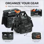 KastKing BaitSpace Fishing Tackle Bag With 4 Tackle Boxes & Removable Bait Binder, Water-Resistant Tackle Storage, Durable Fishing Gear, Adjustable Shoulder Strap