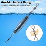 Dr.Fish 10 Pack in-line Trolling Sinkers with Double Swivel Torpedo Weight Lead Fishing Sinkers Double Ring Saltwater Freshwater Salmon Walleye Trolling 1.2oz