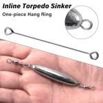 Dr.Fish 10 Pack in-line Trolling Sinkers with Double Swivel Torpedo Weight Lead Fishing Sinkers Double Ring Saltwater Freshwater Salmon Walleye Trolling 1.2oz