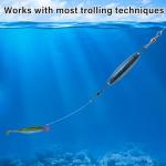 Dr.Fish 10 Pack in-line Trolling Sinkers with Double Swivel Torpedo Weight Lead Fishing Sinkers Double Ring Saltwater Freshwater Salmon Walleye Trolling 1.2oz