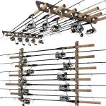 Rush Creek Creations | Fishing Rod Holder for 11 Rods, Fishing Pole Holder for Garage Organization and Wall Storage, for Fishing Gear and Fishing Accessories (Vertical Fishing Rod Rack)