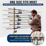 Rush Creek Creations | Fishing Rod Holder for 11 Rods, Fishing Pole Holder for Garage Organization and Wall Storage, for Fishing Gear and Fishing Accessories (Vertical Fishing Rod Rack)