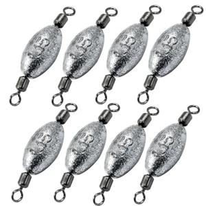 Uenhoy 20 Pcs Fishing Weights Inline Trolling Fishing Sinker Tackle with Inner Swivels, Oval Drop Casting Fishing Weight Sinkers, 1/2 oz (15g)