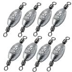 Uenhoy 20 Pcs Fishing Weights Inline Trolling Fishing Sinker Tackle with Inner Swivels, Oval Drop Casting Fishing Weight Sinkers, 1/2 oz (15g)