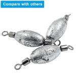 Uenhoy 20 Pcs Fishing Weights Inline Trolling Fishing Sinker Tackle with Inner Swivels, Oval Drop Casting Fishing Weight Sinkers, 1/2 oz (15g)
