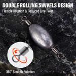 Dr.Fish 20 Pack Inline Trolling Weights Swivel Egg Sinkers Oval Line Sinker Catfishing Saltwater Freshwater Fishing 3/16oz