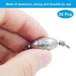 Uenhoy 20 Pcs Fishing Weights Inline Trolling Fishing Sinker Tackle with Inner Swivels, Oval Drop Casting Fishing Weight Sinkers, 1/2 oz (15g)