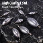 Dr.Fish 20 Pack Inline Trolling Weights Swivel Egg Sinkers Oval Line Sinker Catfishing Saltwater Freshwater Fishing 3/16oz