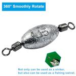 Uenhoy 20 Pcs Fishing Weights Inline Trolling Fishing Sinker Tackle with Inner Swivels, Oval Drop Casting Fishing Weight Sinkers, 1/2 oz (15g)