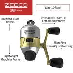 Zebco 33 Gold Spincast Fishing Reel, Changeable Right or Left-Hand Retrieve, All-Metal Gears, Pre-Spooled with Zebco Cajun Fishing Line, Silver/Gold
