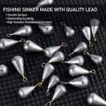 Dr.Fish 30 Pack Bass Casting Sinker Bell Fishing Lead Weights Drop Shot Weights Freshwater Tear Drop Sinkers 3/8oz
