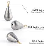 Dr.Fish 30 Pack Bass Casting Sinker Bell Fishing Lead Weights Drop Shot Weights Freshwater Tear Drop Sinkers 3/8oz