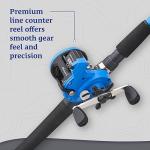 Shakespeare Tiger Conventional Line Counter Reel and Fishing Rod Combo, 7'10" 2-Piece Rod, Tubular Fiberglass Rod Blank Construction, Comfortable EVA Handle
