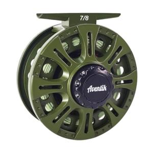 Aventik HVCE Graphite Fly Reel Center Drag System Classic III Graphite Large Arbor Sizes 3/4, 5/6, 7/8wt Fly Fishing Reels with Line (7/8 with Line)