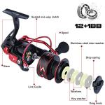 Sougayilang Spinning Reels Ultra-Weight, 6.2: 1 High Speed ​​Gear Ratio, Metal Frame and Rotor, 12 + 1 Shielded BB, Smooth Powerful Freshwater and Saltwater Spinning Fishing Reel(SD-2000-Red)